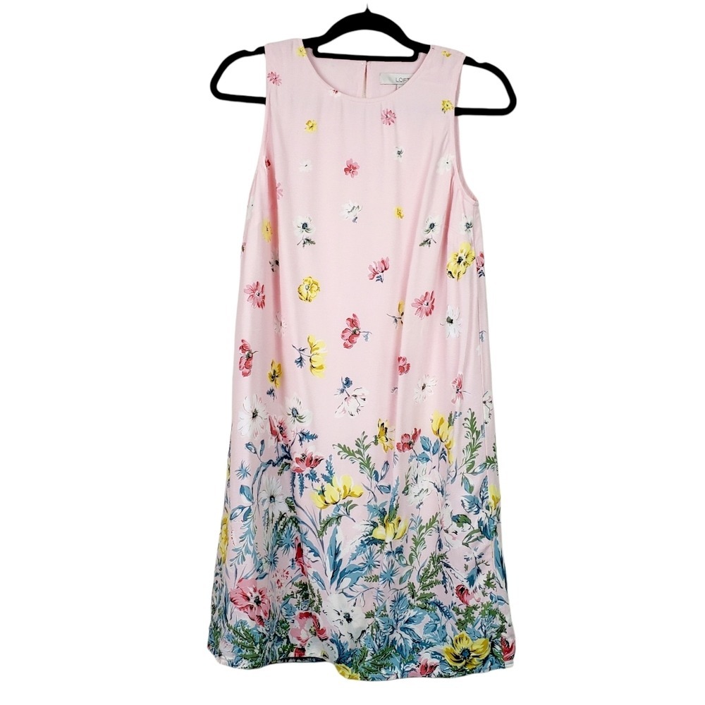 Loft Sleeveless Shift Dress Pink Floral Garden Print Size 6 NWT